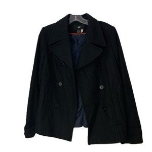 H&M Black Double-Breasted Pea Coat